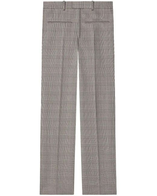 Courreges Gray Prince-Of-Wales-Print Straight-Leg Trousers for men