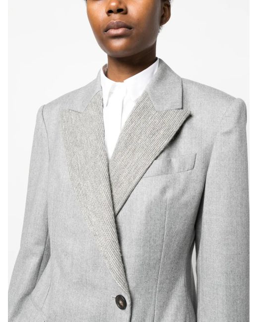 Brunello Cucinelli Gray Single-Breasted Button-Fastening Blazer