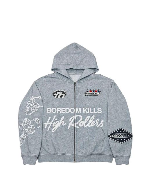 Boredom Kills Blue High Rollers Logo-Print Hoodie for men