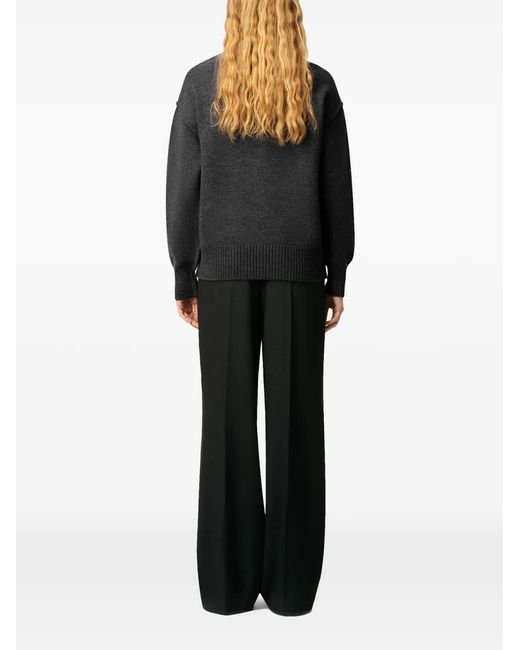 AMI Gray Ami De Coeur Crew-Neck Wool Sweater
