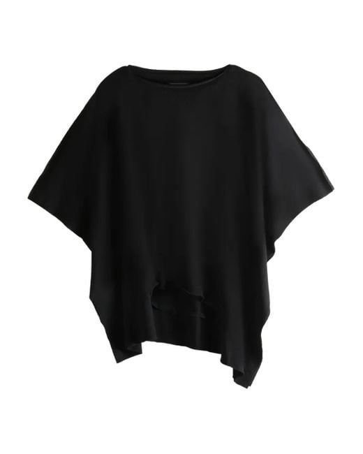 Y's Yohji Yamamoto M-dolman Asymmetric Draped Top Black