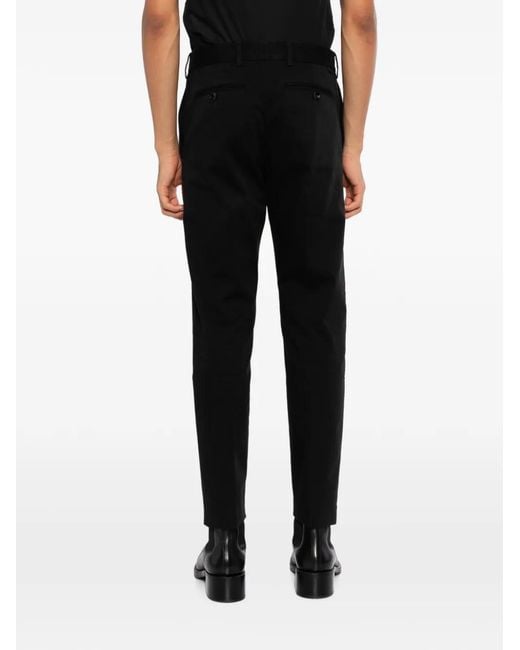 Tom Ford Black Stretch Cotton Chino Trousers With Logo Patch On The Back for men