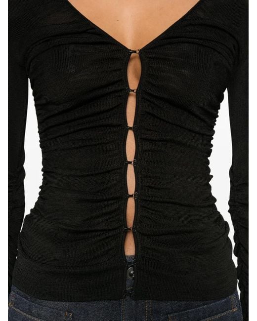 Self-Portrait Black Viscose Knit Top