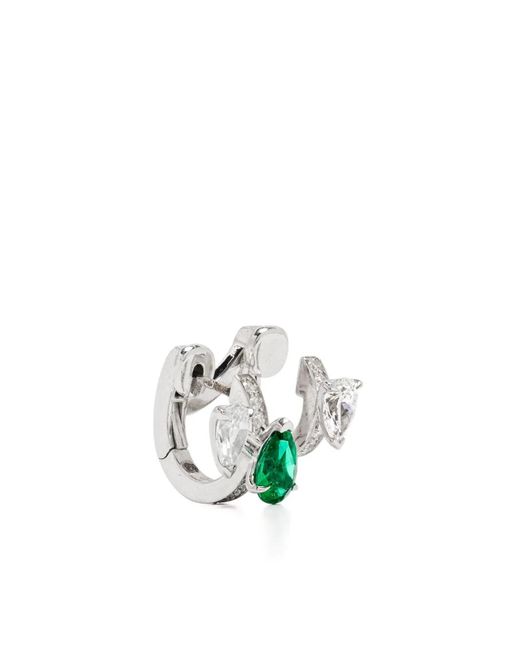 Repossi White 18Kt Serti Sur Vide Diamond And Emerald Ear Cuff