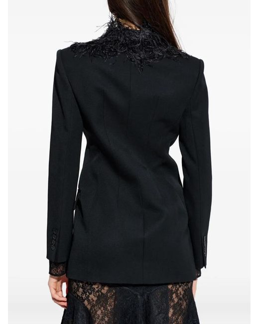 The Attico Blue Feather Trim Blazer