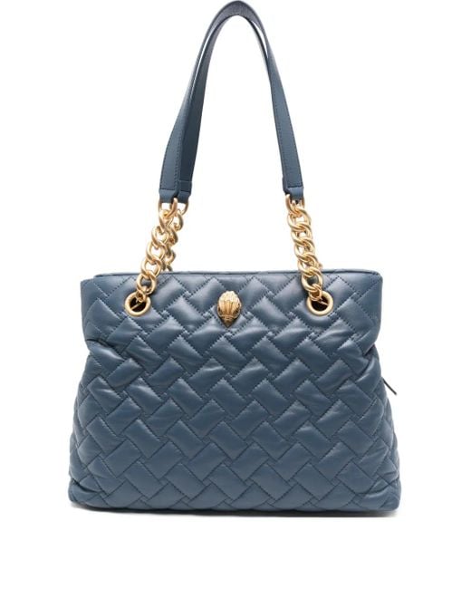 Kurt Geiger Blue Kensington Quilted Chain-Detail Tote Bag