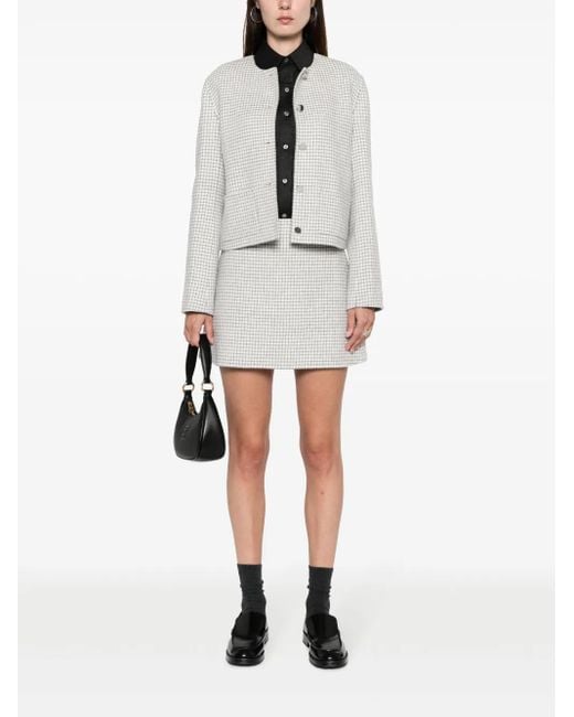 Theory Gray Checked Wool Miniskirt