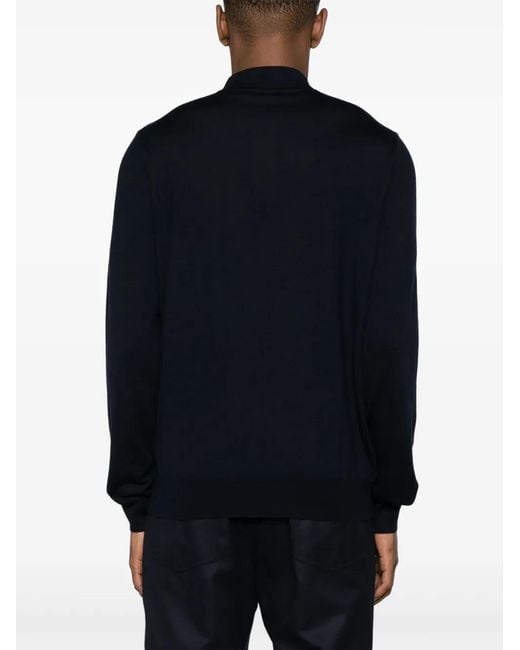 Corneliani Blue Fine-Knit Wool Polo Shirt for men