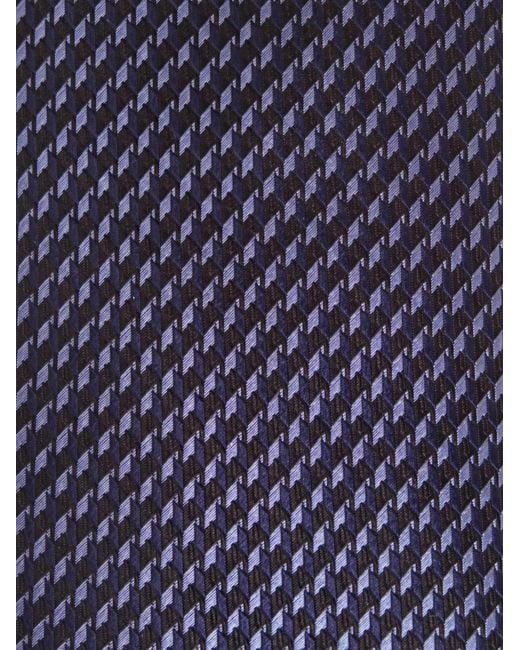 Brioni Blue Geometric-Pattern Tie for men