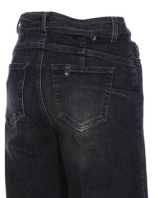 Liu Jo Blue High-Waisted Wide-Leg Jeans With Belt Detail