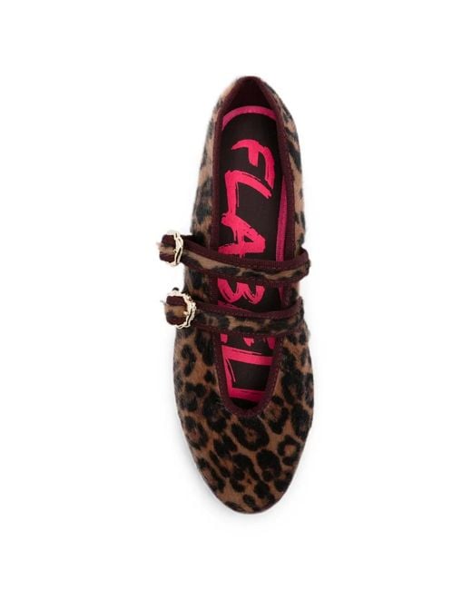 Flabelus Brown Claire Leopard-Print Ballet Flats