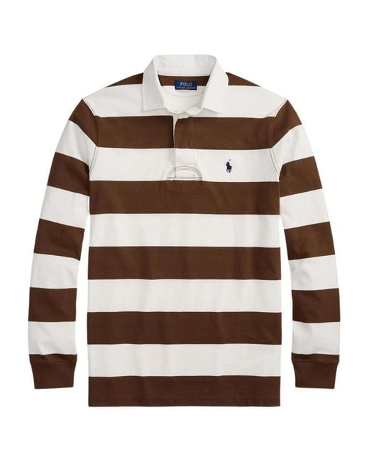 Polo Ralph Lauren White Striped Long-Sleeve Polo Shirt for men