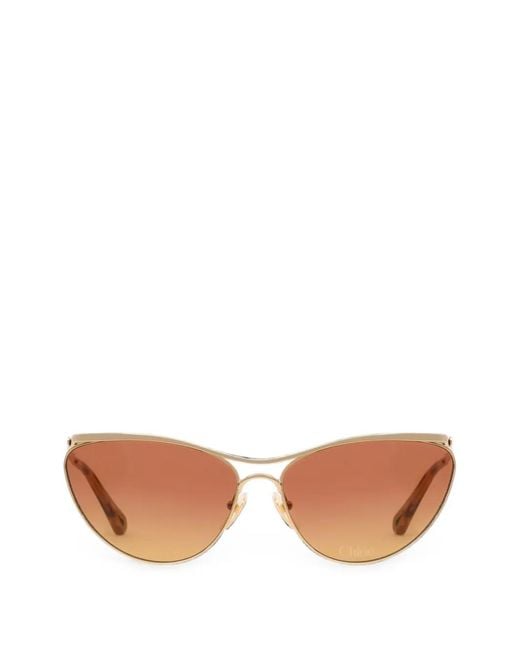 Chloé Metallic Uma Cat-Eye Frame Sunglasses