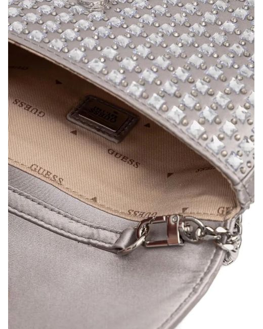 Guess White Crystal-Embellished Clutch Bag