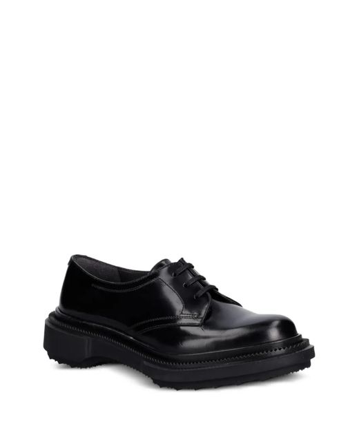 Adieu Black Derbies En Cuir À Fini Poli