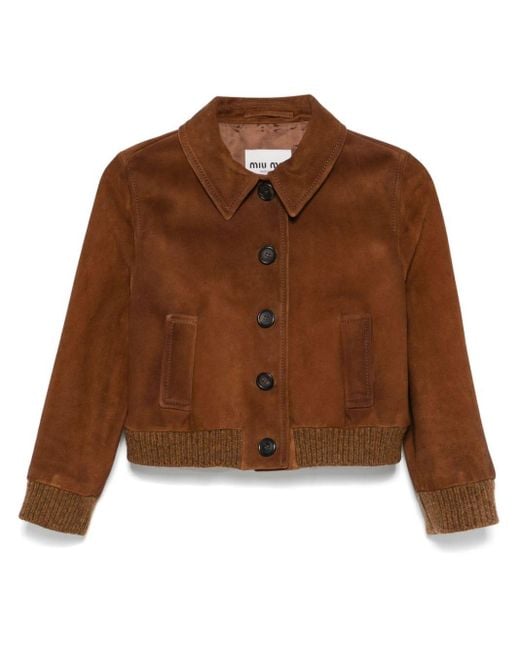 Miu Miu Suède Jack in het Brown