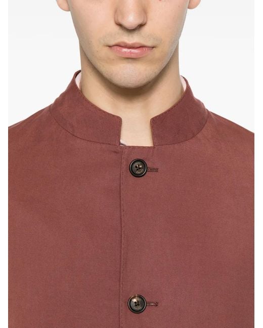 Eleventy Red Mandarin-Collar Buttoned Jacket for men