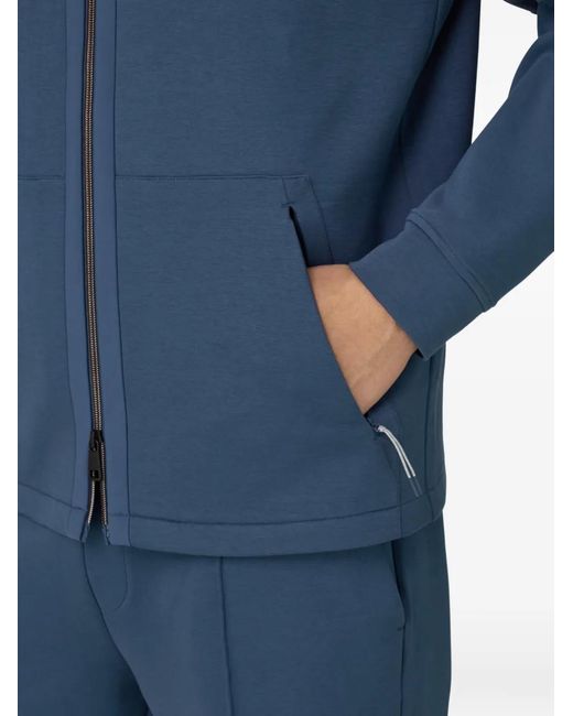 Boggi Blue Lightweight Zipped Scuba Hoodie for men