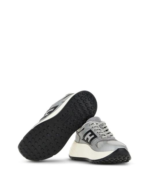 Hogan White Hellgraue Kalbleder-Sneaker