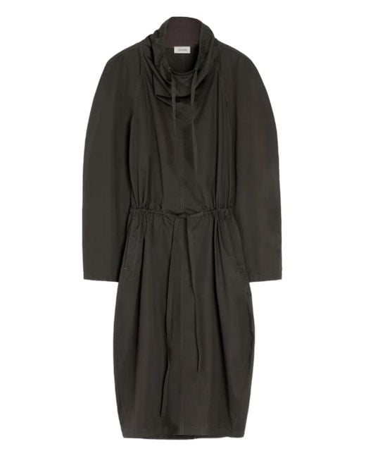 Lemaire Black Vareuse Raglan-Sleeve Drawstring Midi Dress