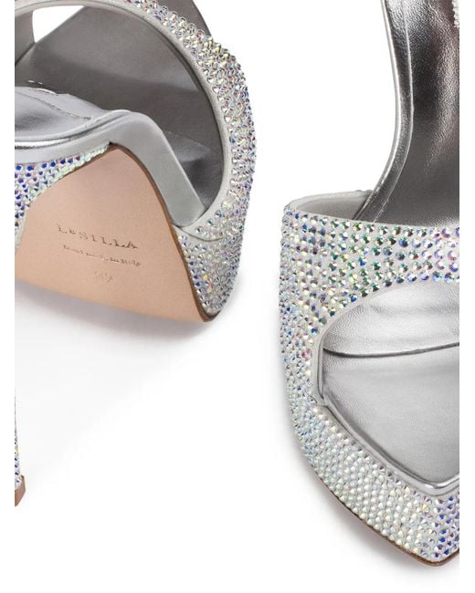 Le Silla White Uma Crystal-Embellished Platform Sandals