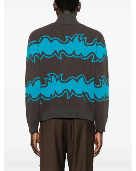 Bluemarble Jacquard-Cardigan Mit Reißverschluss in Blue für Herren