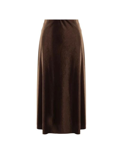 F.it Brown Velvet-Effect High-Waisted Midi Skirt