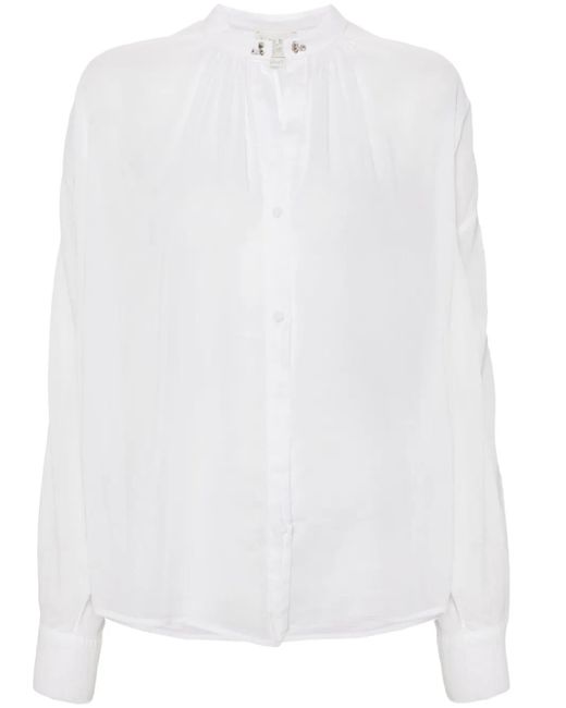 Forte_forte White Crystal-Embellished Semi-Sheer Shirt