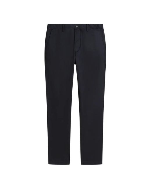 Tommy Hilfiger Black Logo-Patch Chino Trousers for men