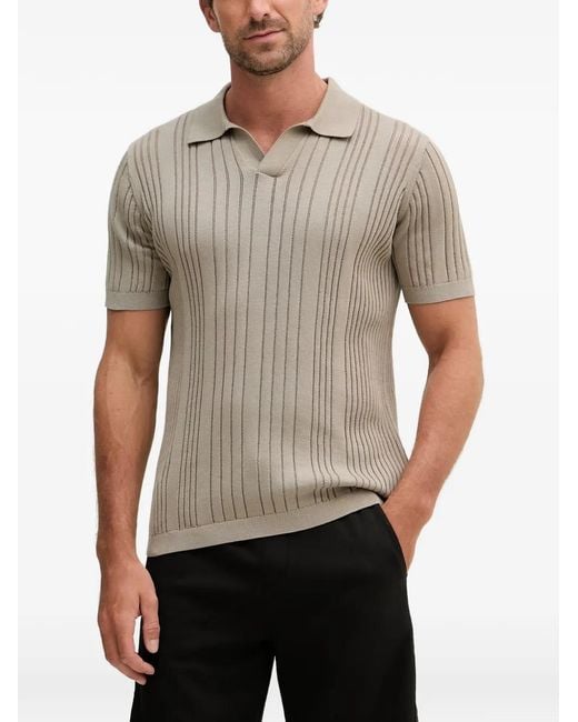 Karl Lagerfeld Gray Ribbed-Knit T-Shirt for men