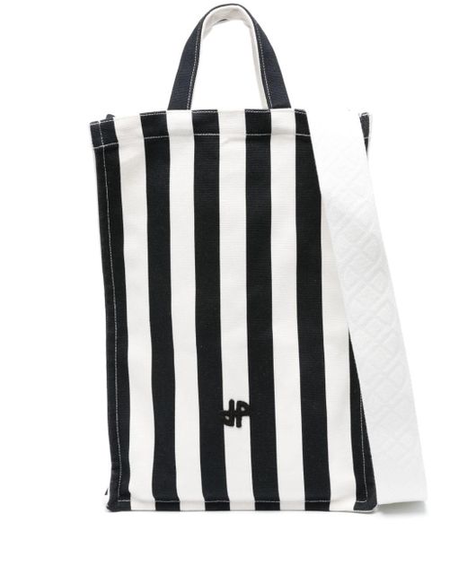 Patou Black Vertical Jp Canvas Tote Bag