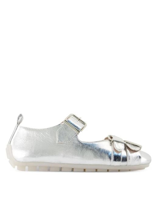 Simone Rocha White Buckle-Detail Ballet Flats