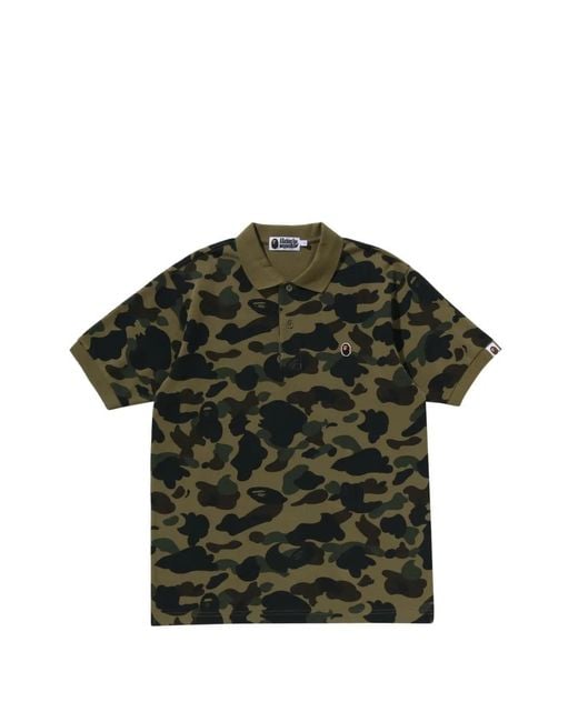 A Bathing Ape Green Camouflage-Print Polo Shirt for men