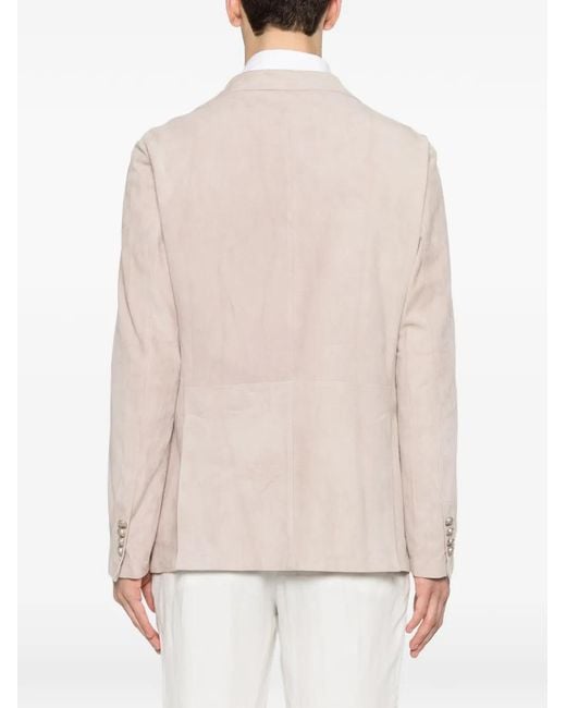 Eleventy White Single-Breasted Suede Blazer for men