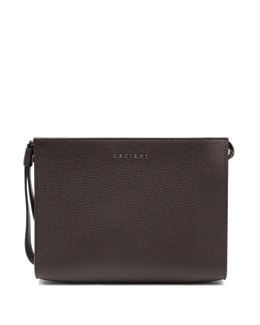 Orciani Black Leather Clutch Bag for men