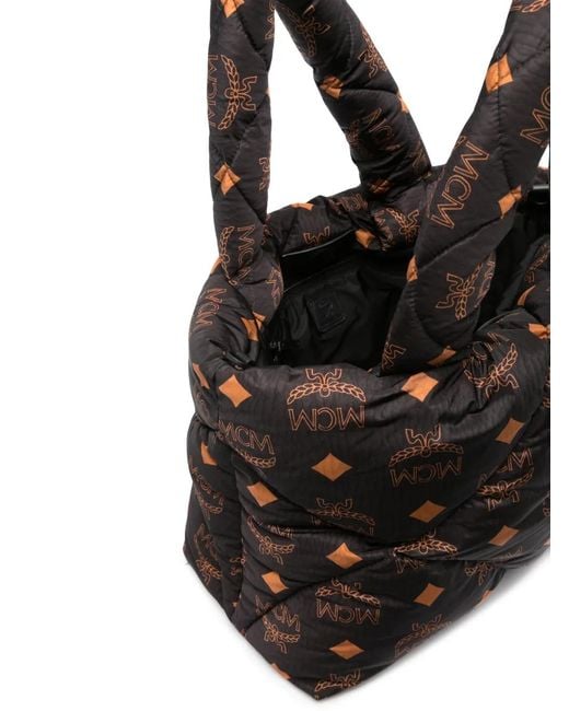 MCM Black München Monogram Tote Bag