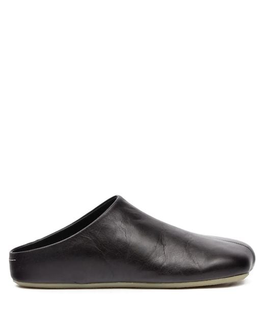 MM6 by Maison Margiela Brown Mules En Cuir À Détails De Coutures