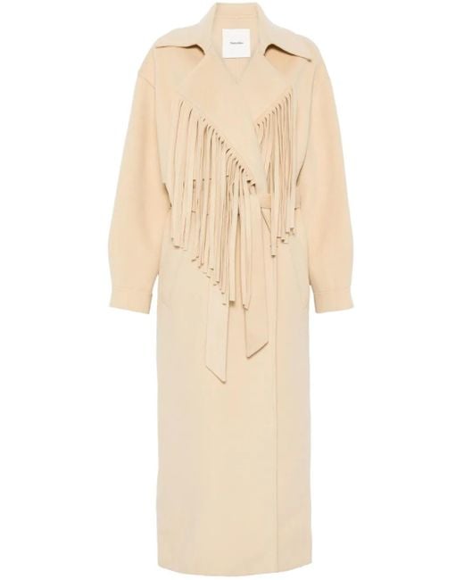 Nanushka Natural Fringe-Detail Coat