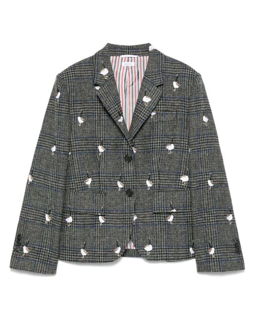 Thom Browne Gray Prince Of Wales Hunting Tweed Blazer