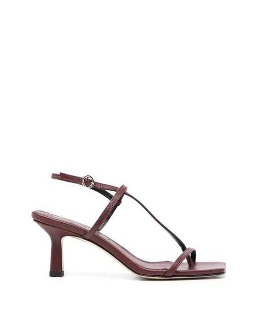 Aeyde Pink Strappy Square Toe Sandals