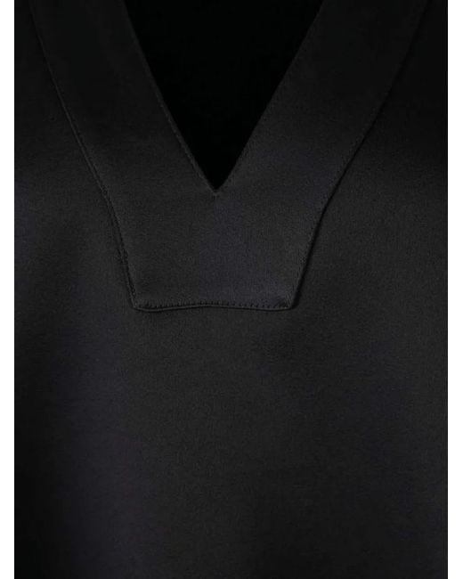 Jil Sander Black Wide-Collar Satin Blouse