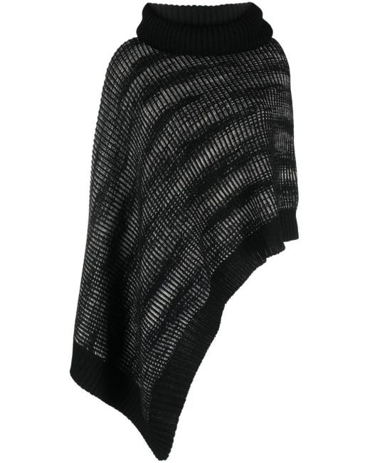 Missoni Black Ribbed-knit Roll-neck Cape