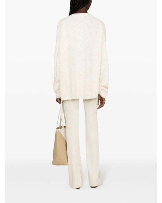 Totême  White Brushed-Effect Silk Jumper