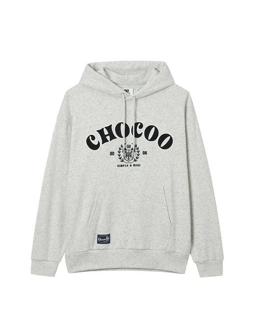 Chocoolate Gray Logo-Embroidered Hoodie