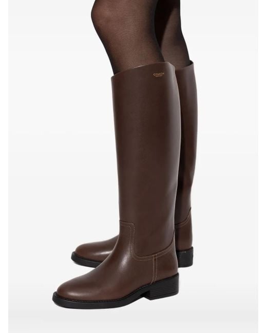 COACH Brown Zip Leather Boots