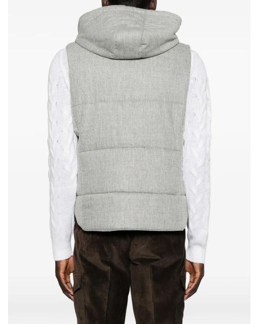 Gran Sasso Gray Quilted Hooded Gilet for men