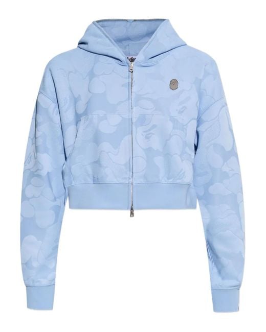 A Bathing Ape Blue Logo Zip-Up Hoodie