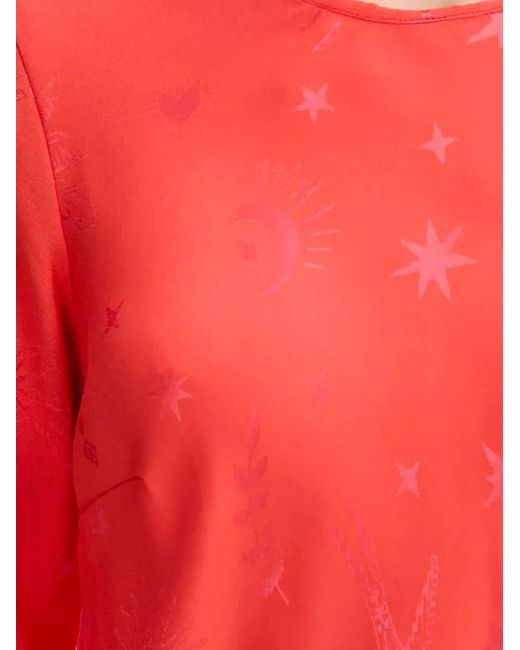 Never Fully Dressed Red Graphic-Print Long-Sleeved Dress