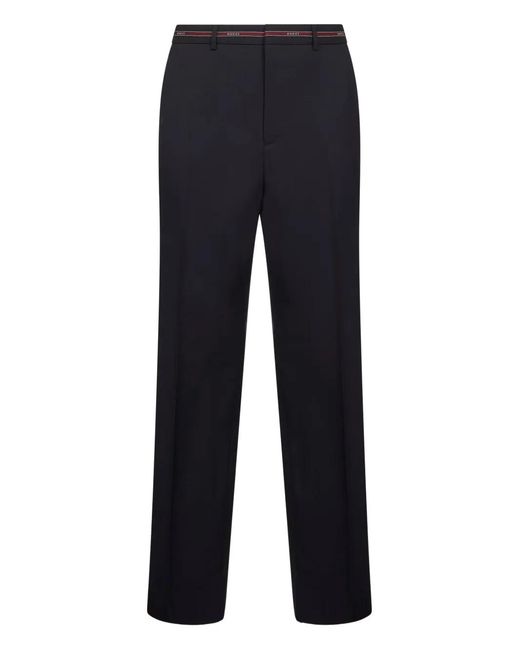 Gucci Blue Belted Wool Trousers for men