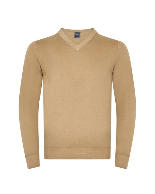 Fedeli Natural V-Neck Long-Sleeve Sweater for men